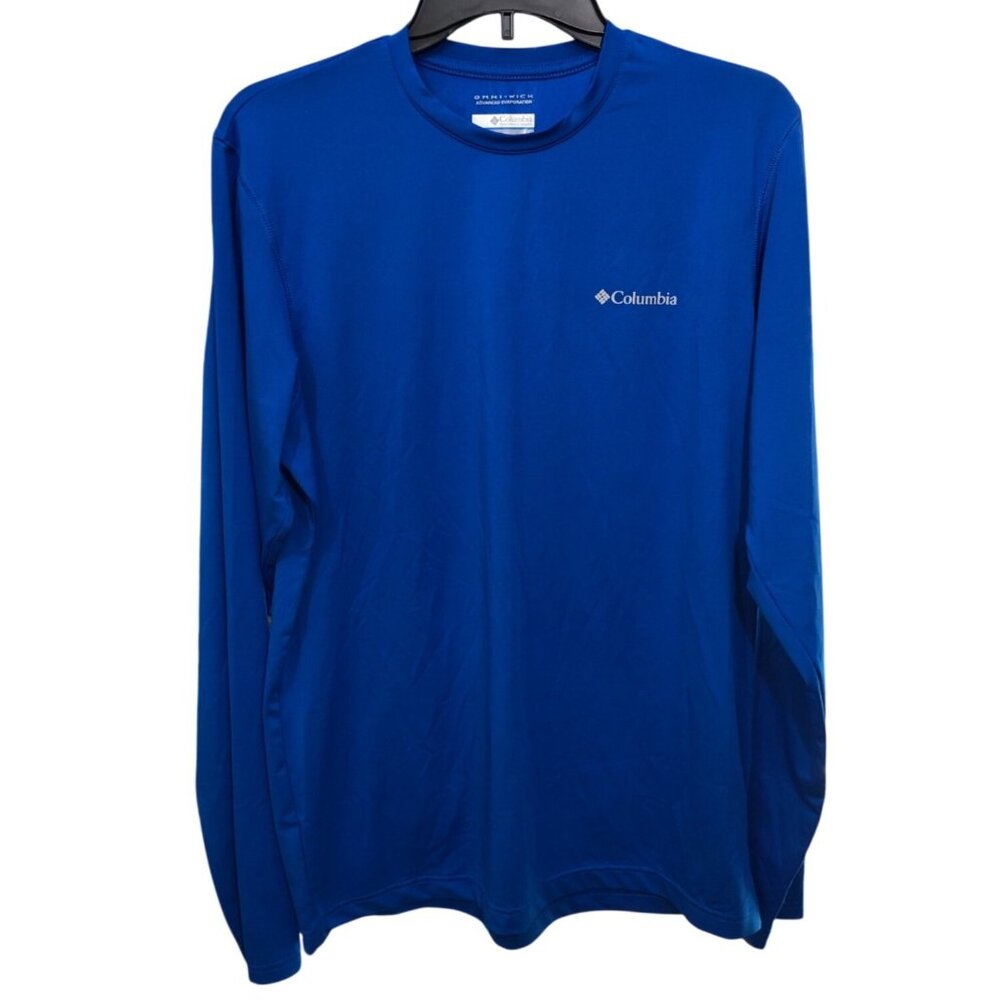 Columbia Omni-Wick Blue Shirt Mens S Moisture Wicking Top Athletic Long Sleeves